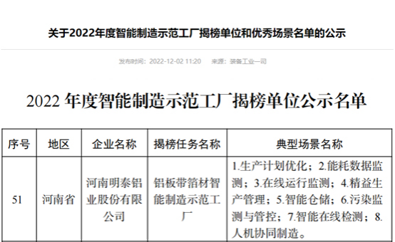 实至名归！明泰荣膺“国字号”智能制造示范工厂